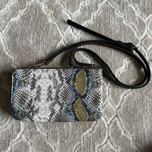 Accessorize London Women's Purse Lightweight Snake Double Zip Cross Body Bag